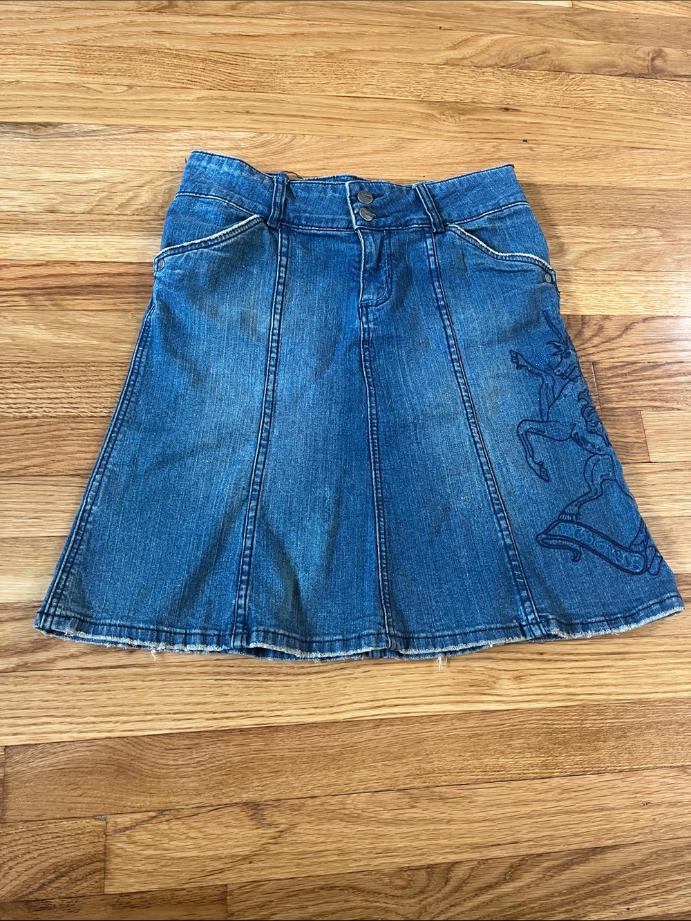 Y2K BCBGirls Embroidered Pegasus Denim Mini Skirt